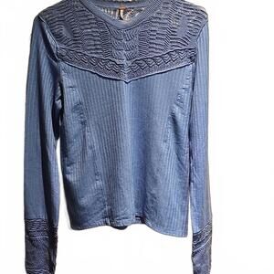 Free People Colette Long Sweater in Celendula Blue SZ Medium NWT $78